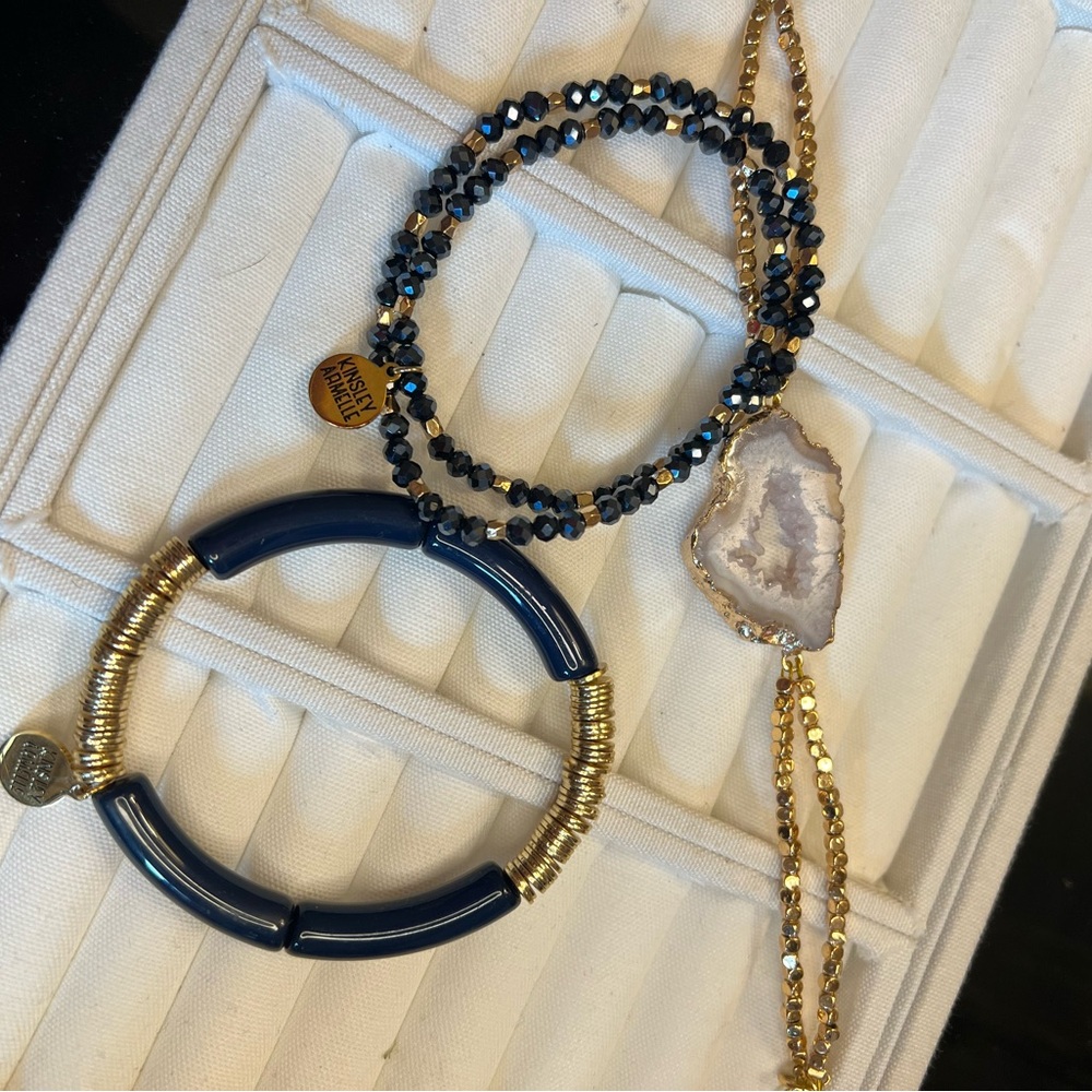 Kinsley Armelle Elegant Gold and Blue Bracelet Set